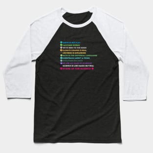 Earth Is Not Flat Vaccines Work Science Teacher Nerd Geek Baseball T-Shirt